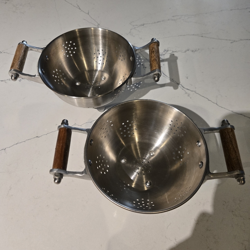 Zara Home Stainless Steel Colander Set with Wooden Handles